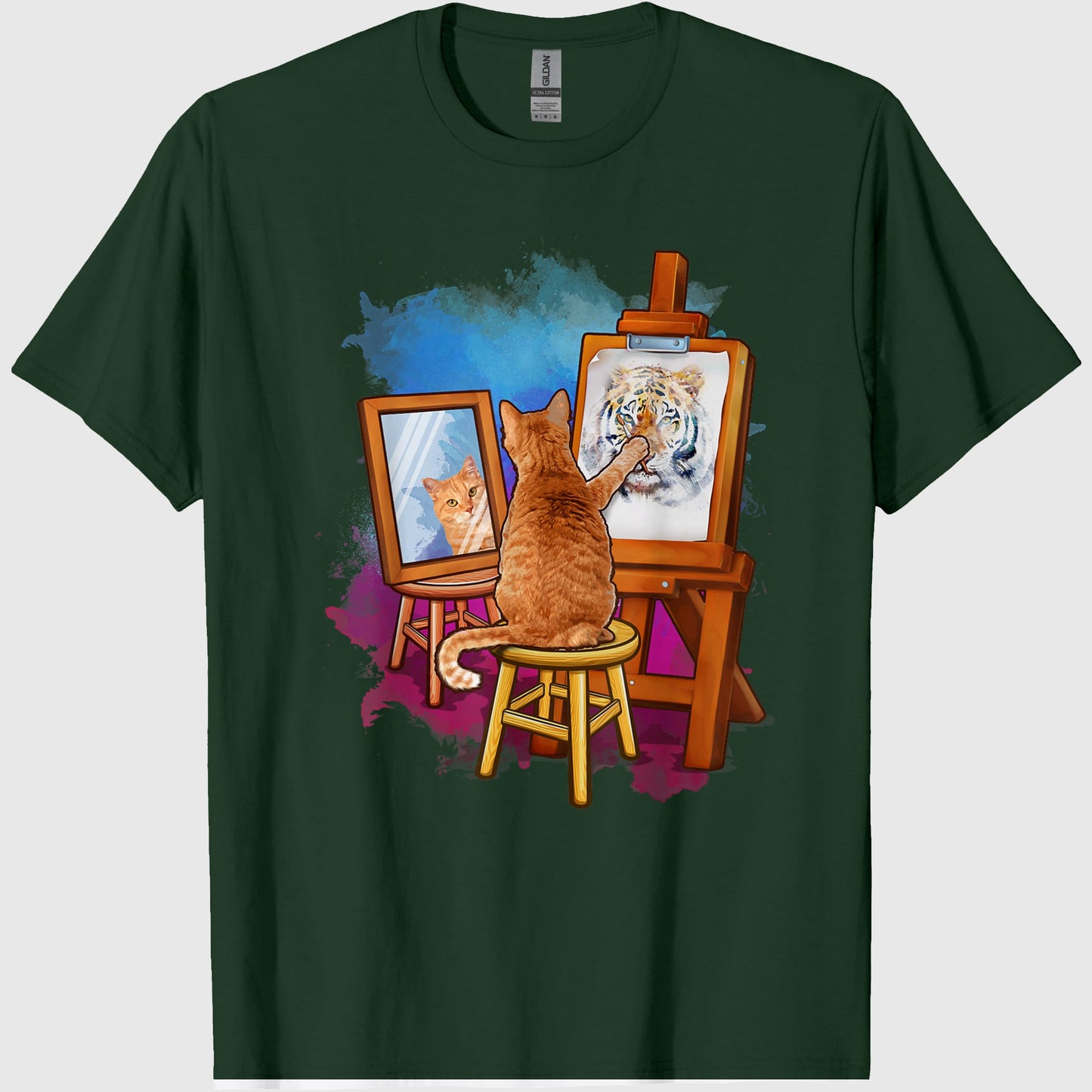 Cat Painting Lion Artistic Animals Lover Graphic Novelty T-Shirt