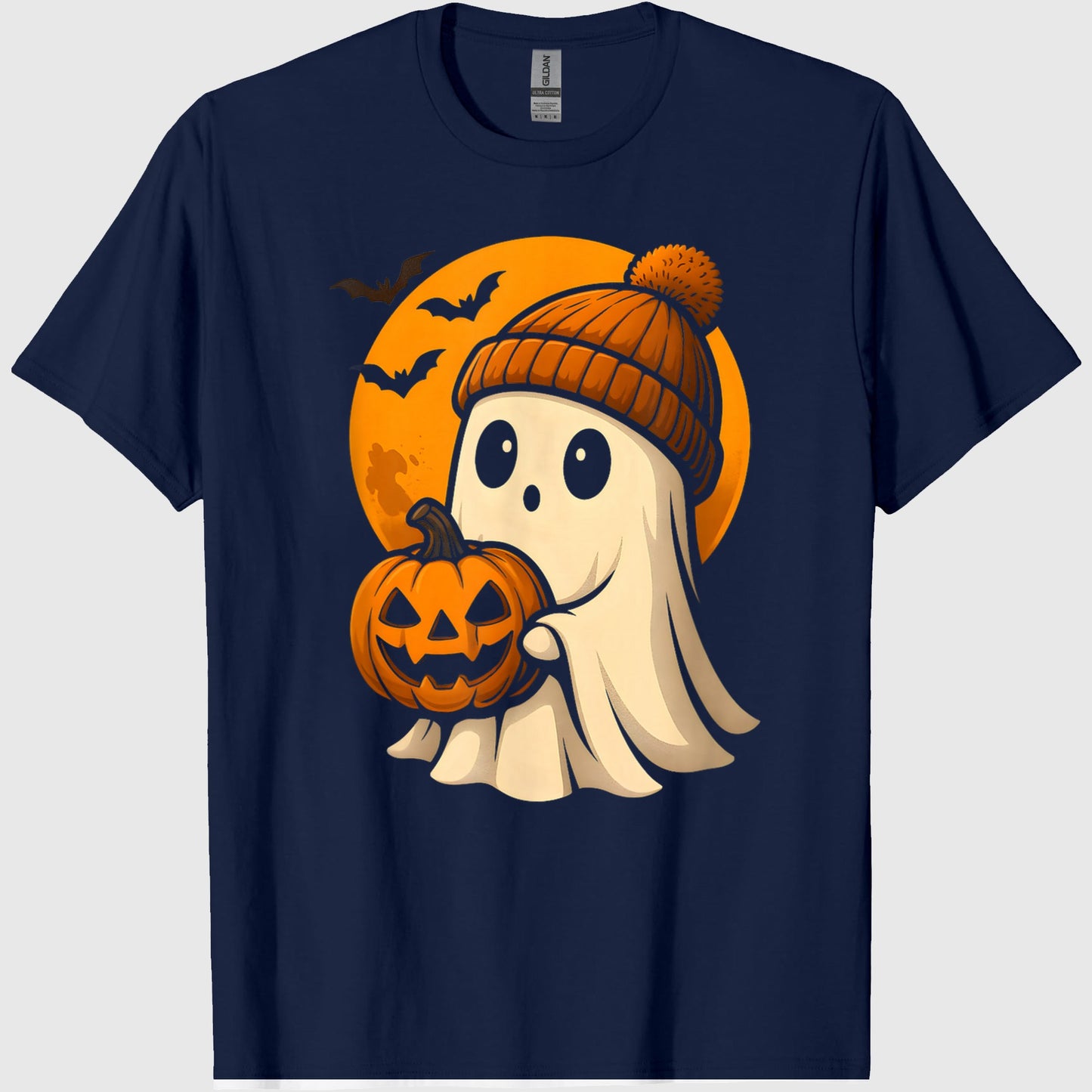 Cute Ghost with Pumpkin for Halloween Costume Party Spooky T-Shirt