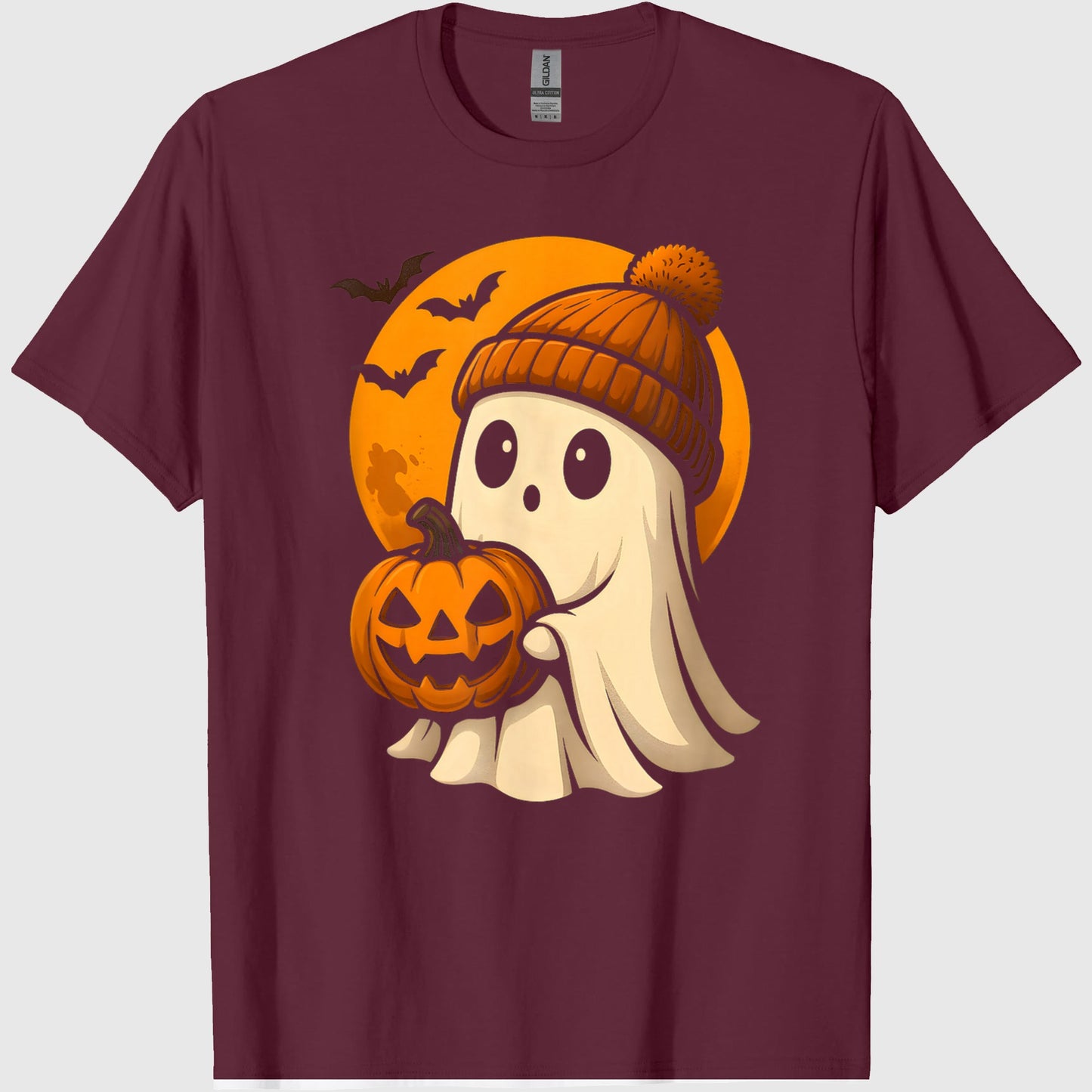Cute Ghost with Pumpkin for Halloween Costume Party Spooky T-Shirt