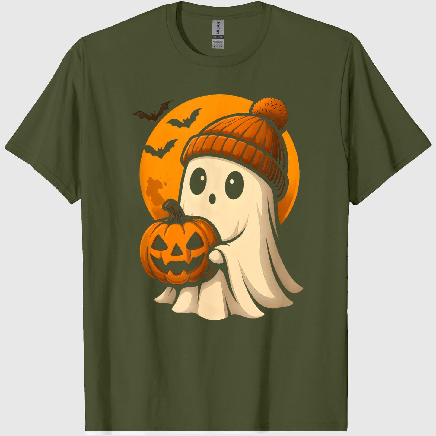 Cute Ghost with Pumpkin for Halloween Costume Party Spooky T-Shirt