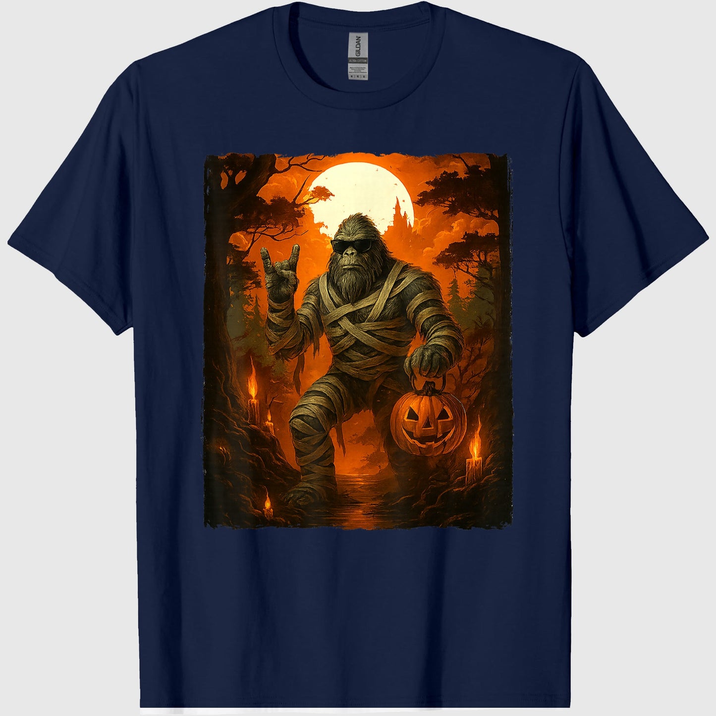 Funny Jack O Lantern Mummy Bigfoot Halloween Costumes Mens T-Shirt