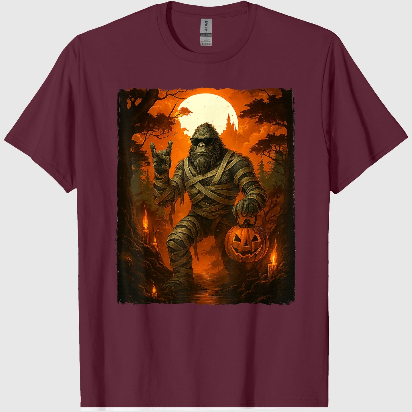 Funny Jack O Lantern Mummy Bigfoot Halloween Costumes Mens T-Shirt