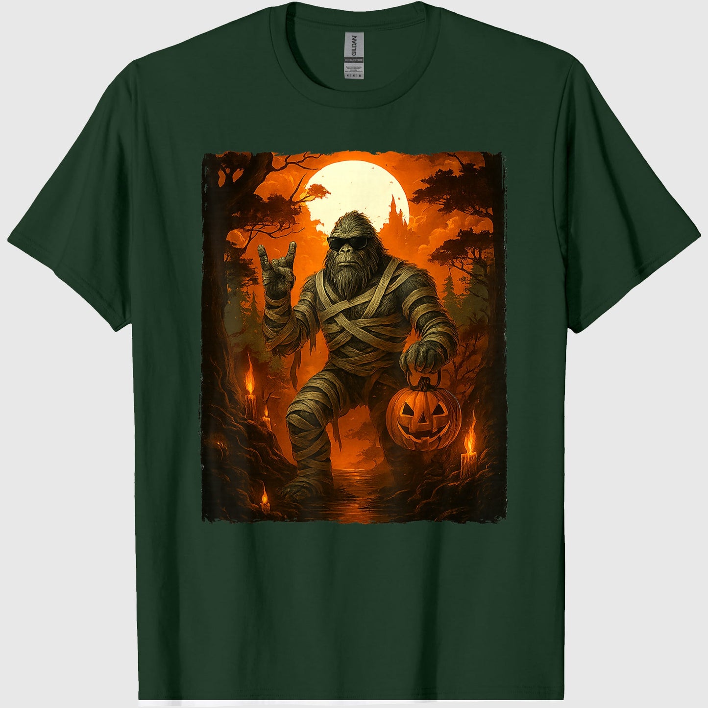 Funny Jack O Lantern Mummy Bigfoot Halloween Costumes Mens T-Shirt