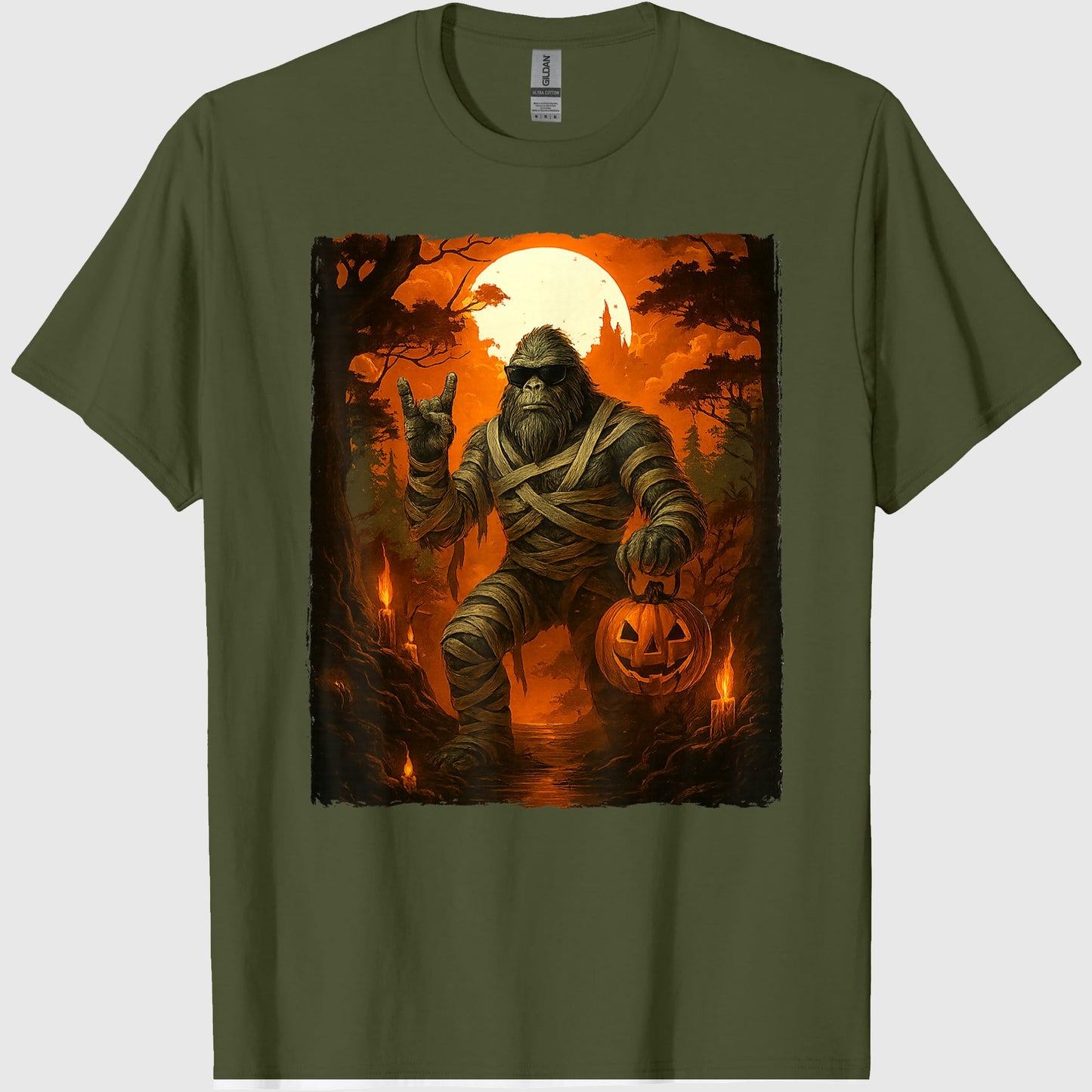 Funny Jack O Lantern Mummy Bigfoot Halloween Costumes Mens T-Shirt