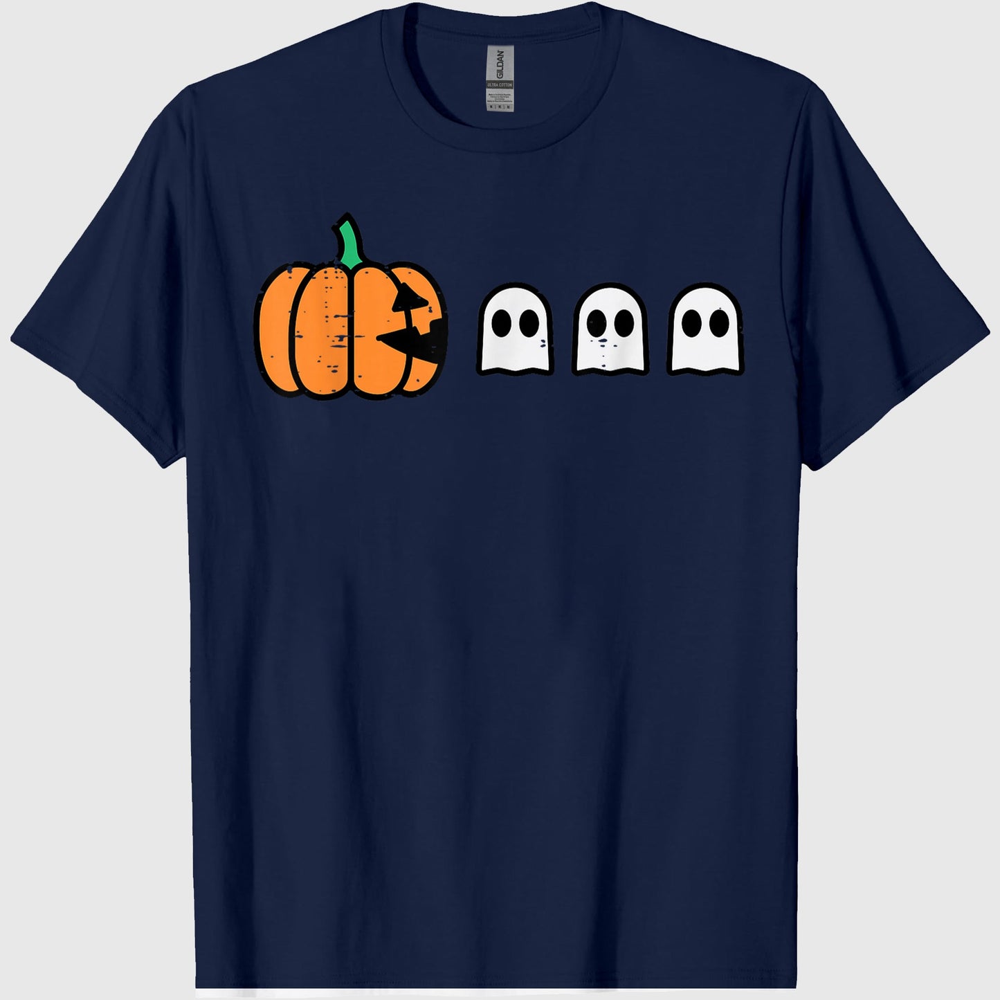 Halloween Gamer Pumpkin Eating Ghost Costume Men Boys Kids T-Shirt