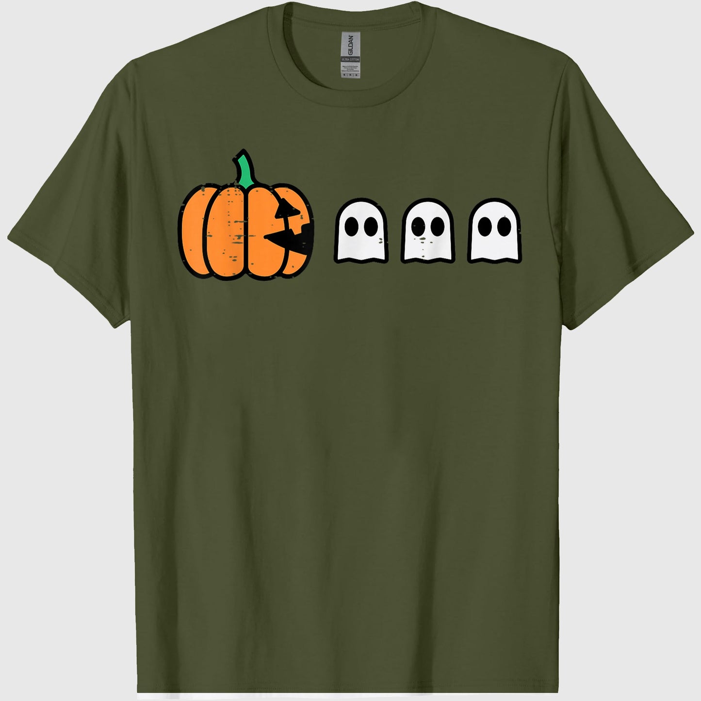 Halloween Gamer Pumpkin Eating Ghost Costume Men Boys Kids T-Shirt