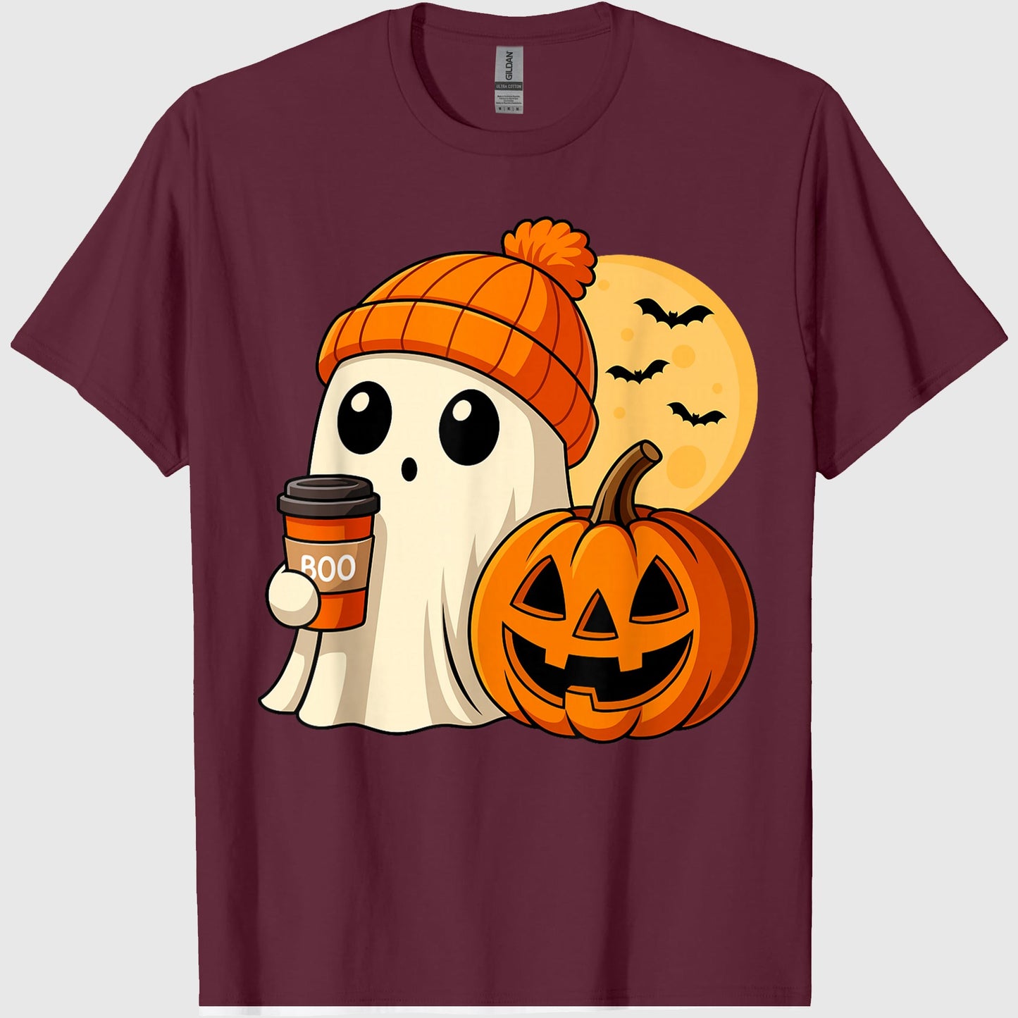 Halloween Ghost Coffee Pumpkin Spooky Season Women Kids Men T-Shirt