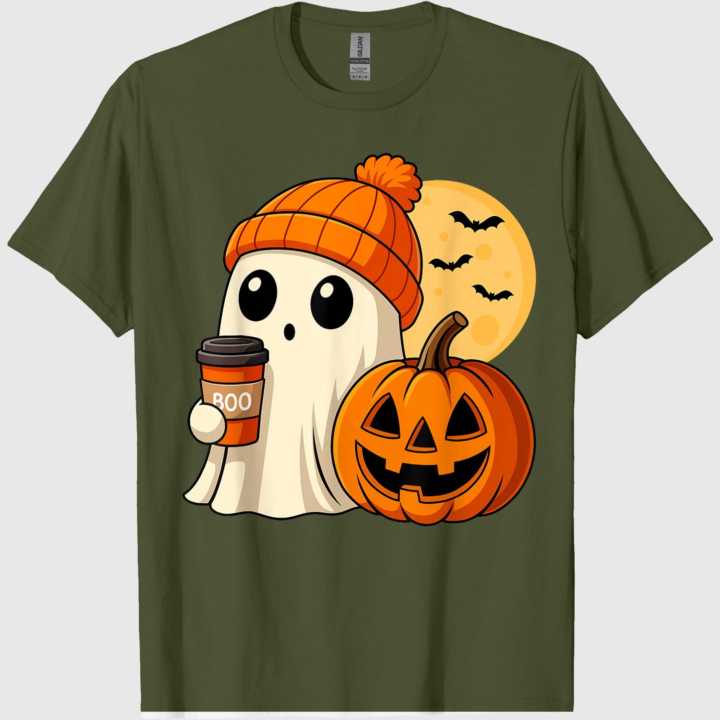 Halloween Ghost Coffee Pumpkin Spooky Season Women Kids Men T-Shirt