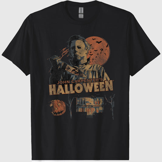 Halloween Vintage Fall Inspired Collage Retro Horror Movie T-Shirt
