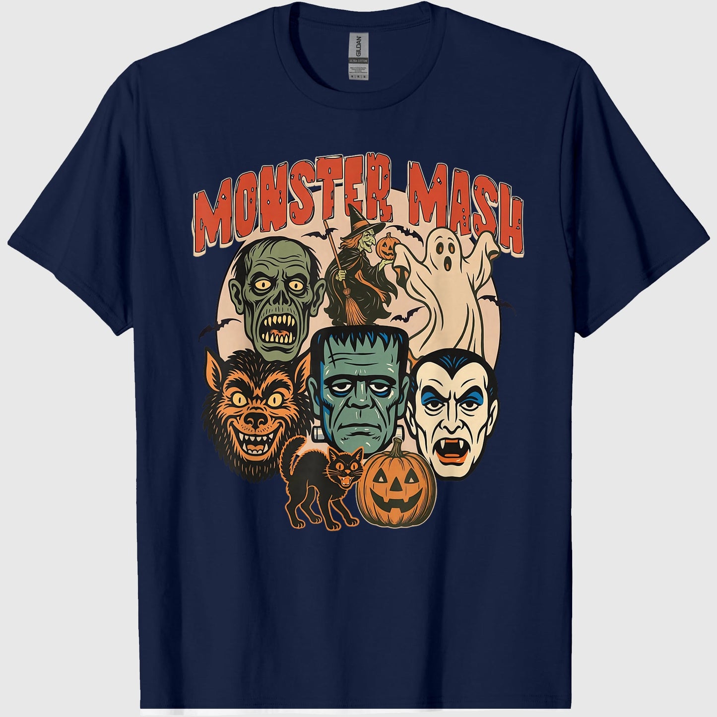 Retro Funny Monster Mash Ghost Witchy Vampire Halloween T-Shirt