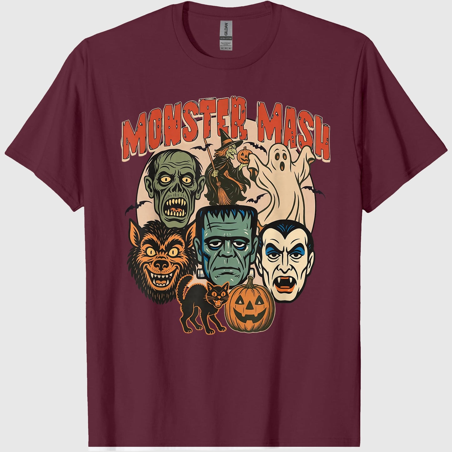 Retro Funny Monster Mash Ghost Witchy Vampire Halloween T-Shirt