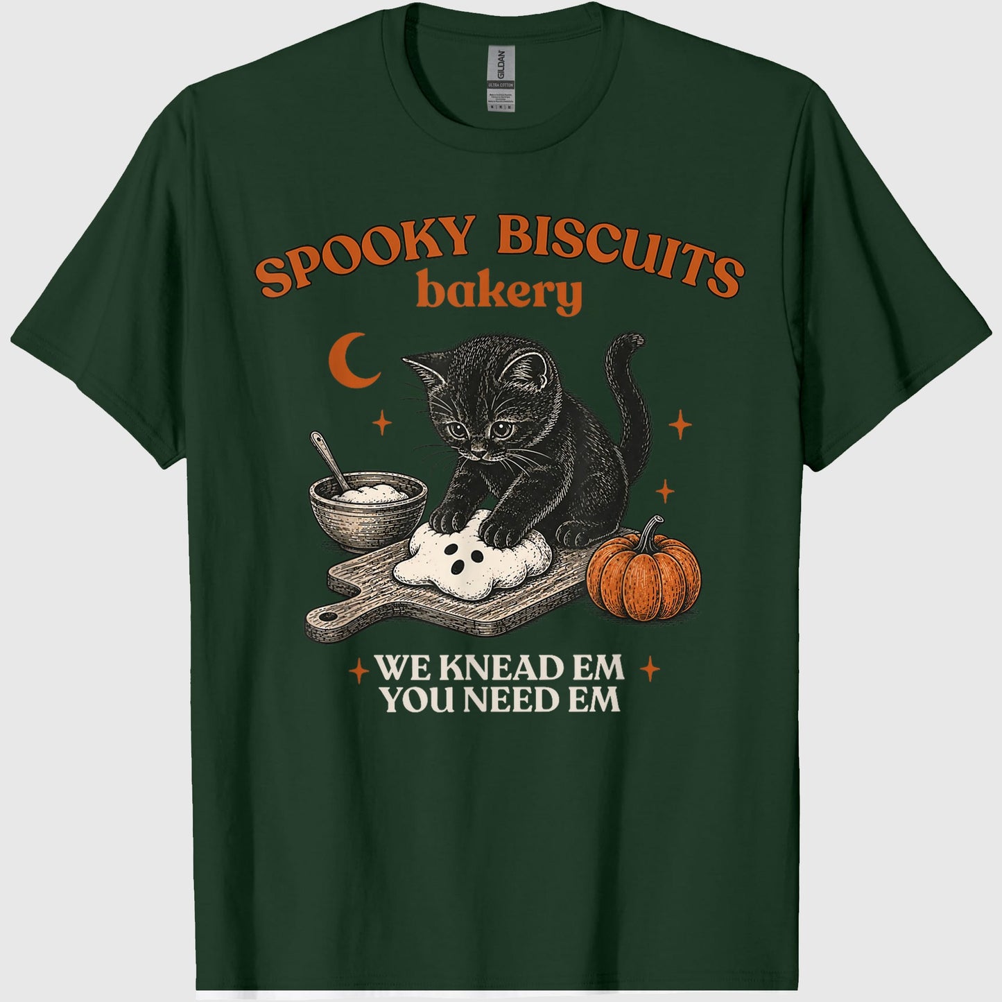 Retro Funny Spooky Biscuits Club Cat Lovers Pastry Halloween T-Shirt